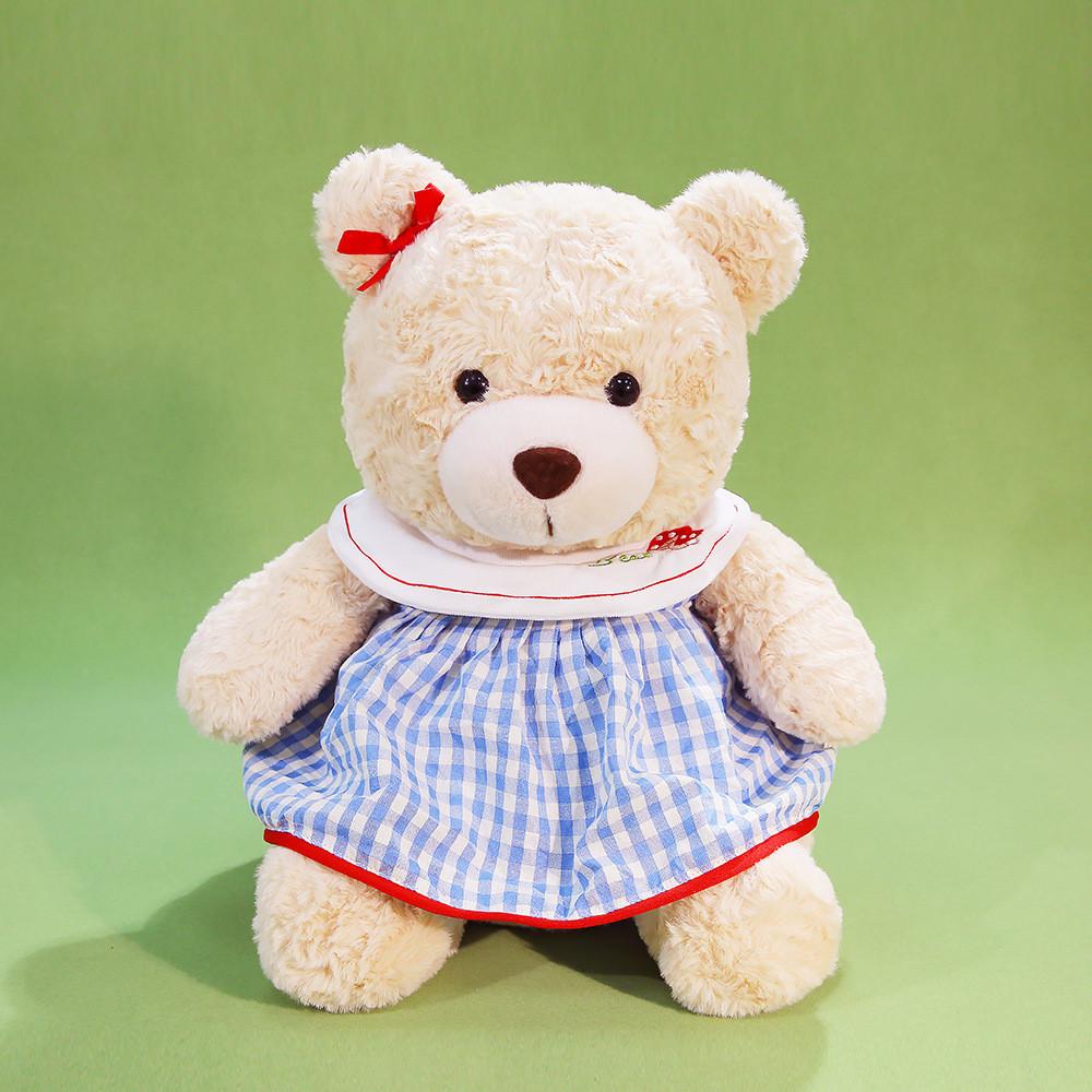 

Plush Teddy Bear Stuffed Animal With Overalls For Kids Gift And Bedroom Decor BlueDress,25cm