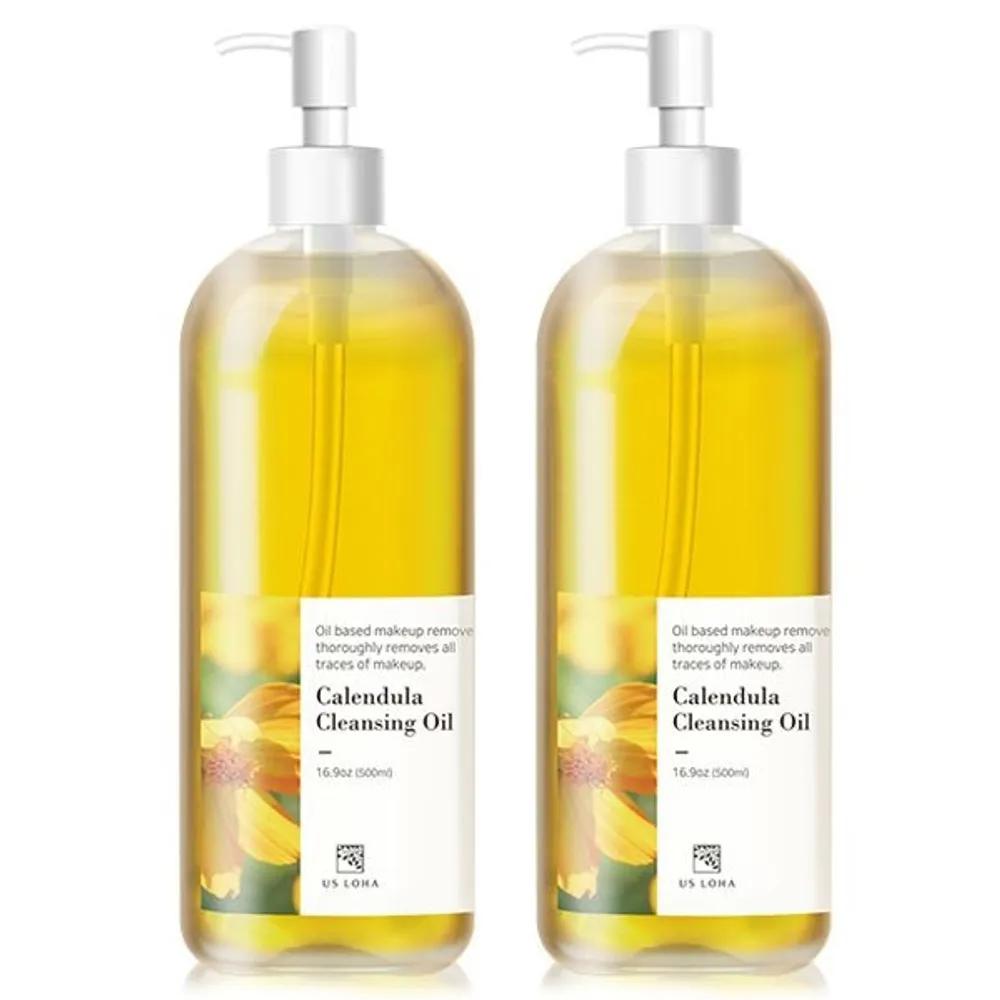 

US LOHA Large Size Calendula Cleansing Oil 500ml x 2 bottles Deep Cleansing Oil for Pores, Sebum, and Blackheads