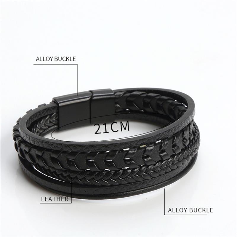 Fashion Braided Rope Woven Multilayer Leather Men Bracelets Punk Mental Magnet Bangle for Friend Charm Jewelry Gifts