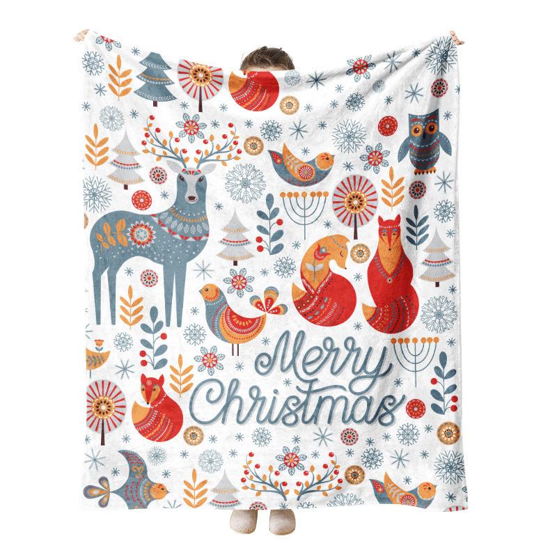Christmas Checkered Pattern digital-printed polyester Bedroom velvet flannel soft sofa cover blanket Fleece soft sofa cover