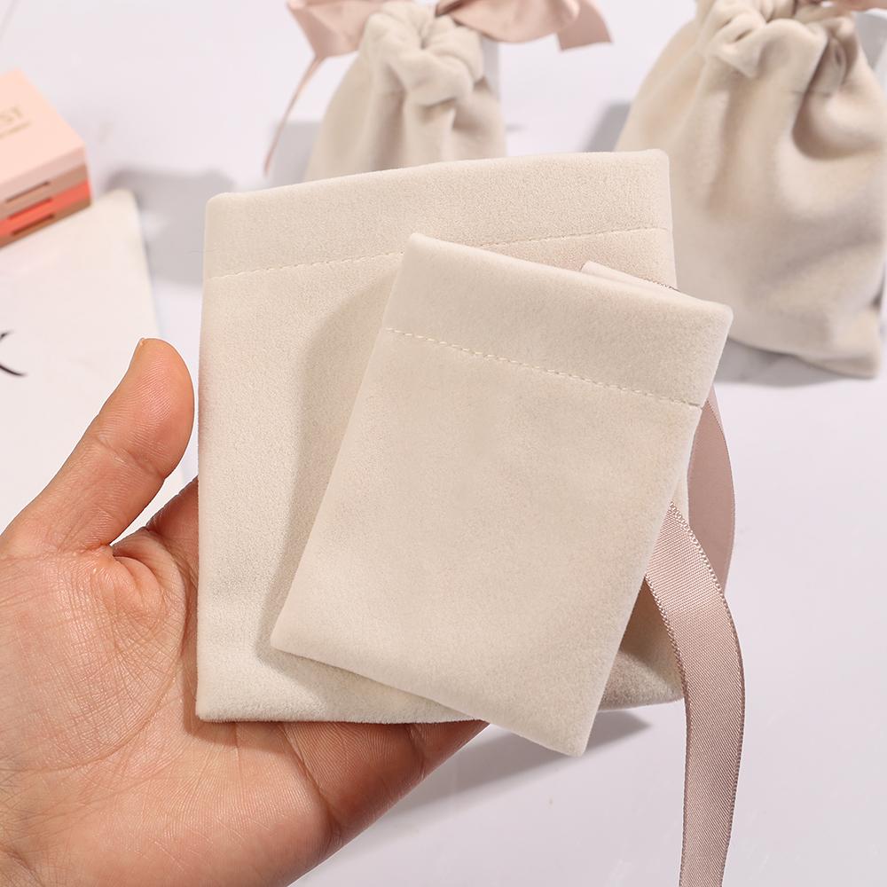 Ribbon Bow Velvet Jewelry Bags Thicken Small Necklace Bracelet Packaging Pouches Drawstring Gift Bag Jewelry Protect Storage Box