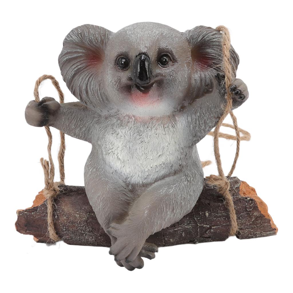 Rzeźba Koali na Huśtawce Kreskówkowa Syntetyczna Żywica Figurki Zwierząt Dekoracja do Dekoracji Ogrodu Akcesoria