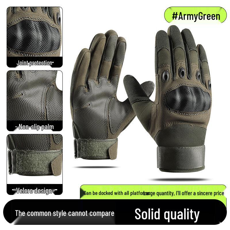 Men's Full-Finger Outdoor Tactical Gloves - Cut-Resistant, Wear-Resistant for Motorcycle Riding & Combat