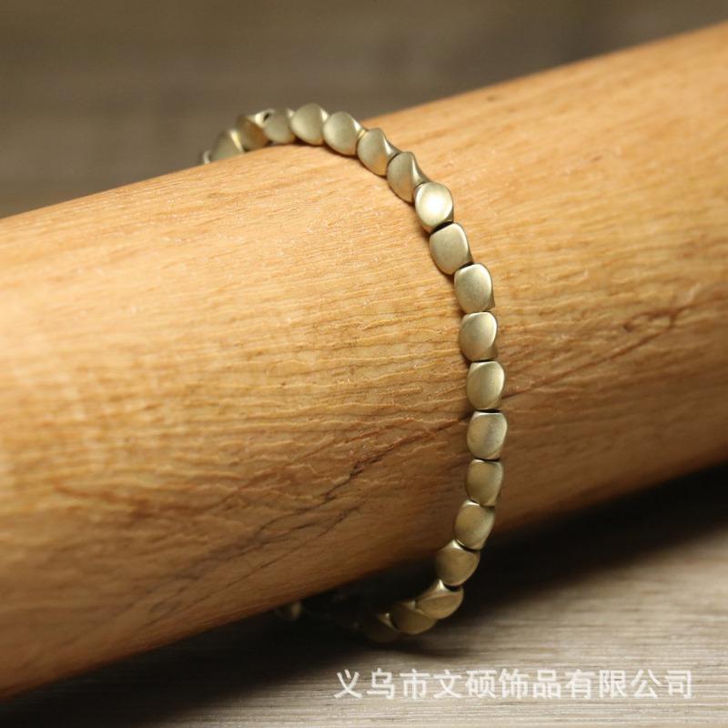 Matte Brass Teardrop Bead Bracelet – Red Knot Adjustable Boho Jewelry, Protection Luck Gift for Men & Women