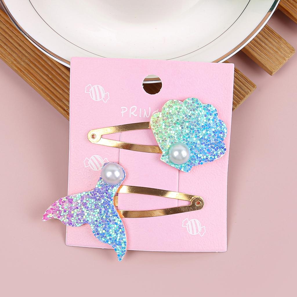 2 ST Tecknad Sjöjungfru Hårklämmor Glittriga Regnbågsfärgade Sjöjungfru Hårnålar Barrettes Legeringsklämmor Barn Hårklämma Barn Håraccessoarer