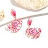 New Design Pink Crab Dangle Earrings Women Cute Enamel Ocean Animal Crab Earrings Beach Vacation Accessory Party Jewelry Gifts