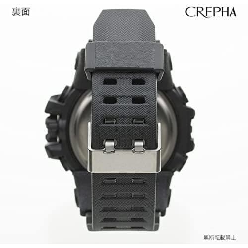 CREPHA Men's Digital-Analog Watch, Waterproof, Stopwatch, Urethane Strap, Black, TS-AD095-BK