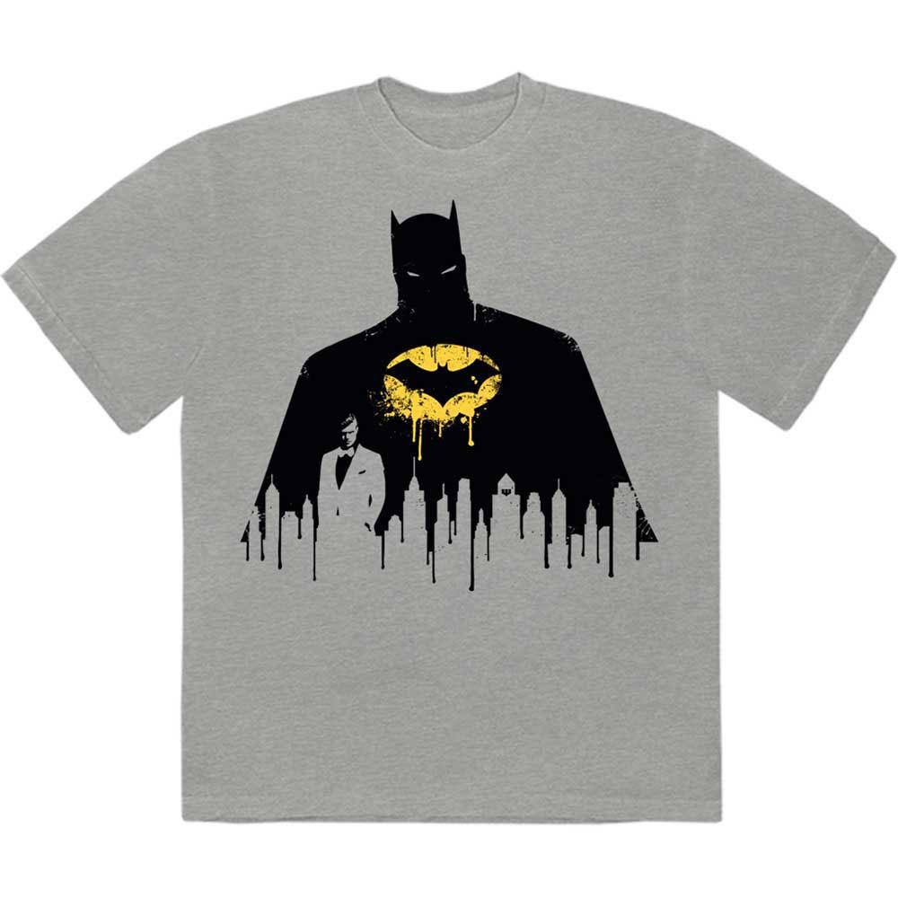 Men s DC Comics Batman Silhouette Drip T-shirt Large Grey S