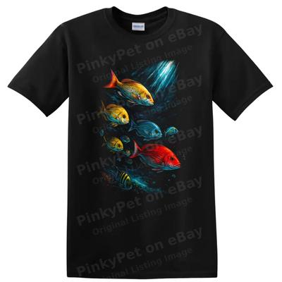 Colorful Fish Swimming Ocean Scene T Shirt Graphic Tee for Marine Life Lovers