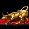 Toro d'Ottone Wall Street Scultura di Bestiame Statua di Mucca in Rame Ornamento Mascotte Decorazione per Ufficio Artigianato Raffinato Regalo Aziendale