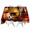 Tablecloth Golden Christmas Tree Socks And Elk Pattern Rectangular And Round Table Cloth Thicken Cotton Cover Towel