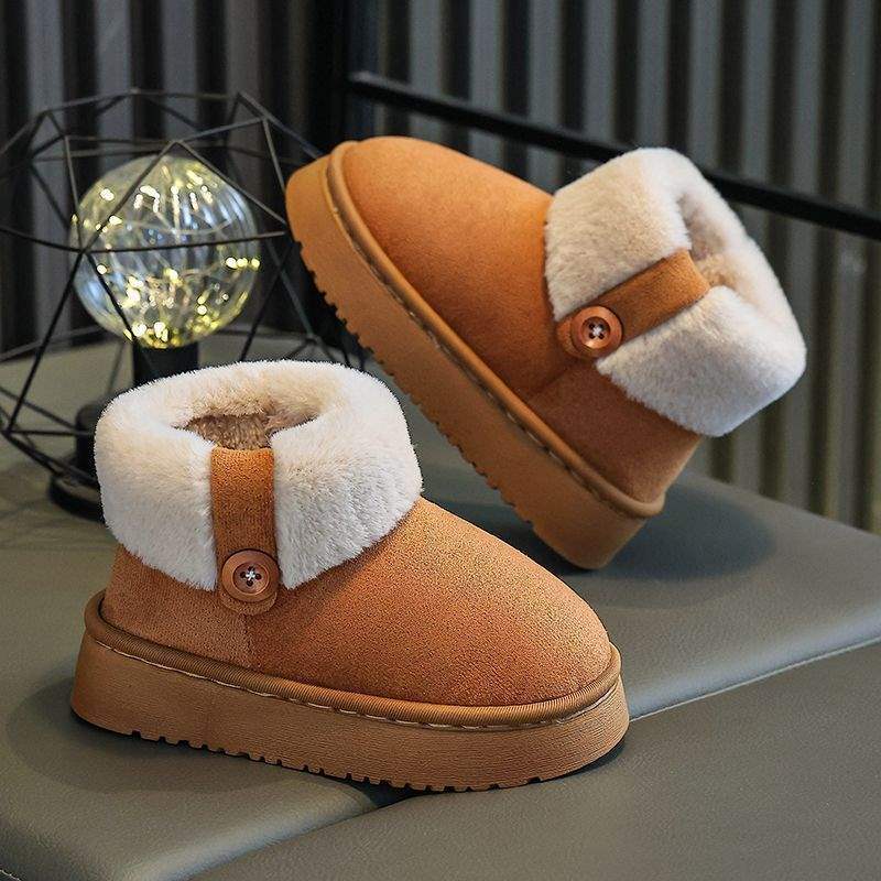 Children's Cotton Slippers Winter Girls Boys Velvet Warm Girls Waterproof Children's Home Shoes Bags and Baby Cotton Shoes