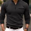 Frühlingsmode Reißverschluss Design Poloshirts 2025 Lässig Einfarbige O-Ausschnitt T-Shirts Pullover Mode Herrenbekleidung Langarm
