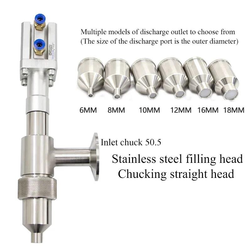 111 Cabezal de Llenado Neumático Anti-Goteo de Acero Inoxidable Portabrocas Cabezal Recto Accesorios para Máquina de Llenado Neumático Boquilla de Descarga