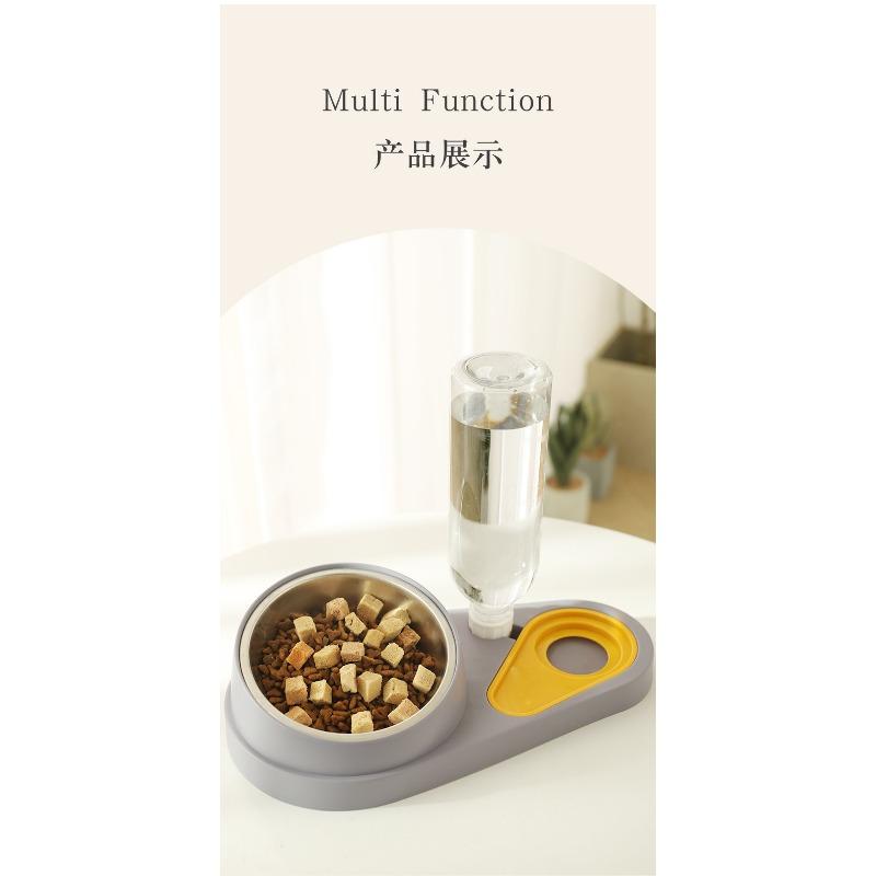 Automatic Non Overturn Stainless Steel Cat Food And Water Feeding Bowl For Pet Cats