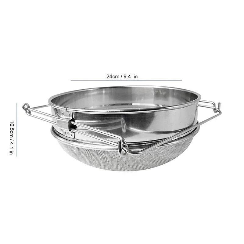 1PC Honey Strainer Stainless Steel Double Sieve Beekeeping Equipment Filter Kit Honey Container LS