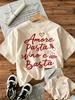 2026 Summer Loose Unisexs Casual Tshirt With Amore Pasta Vino E Basta Italian Food Print Short Sleeve Round Neck Unisexs Tops