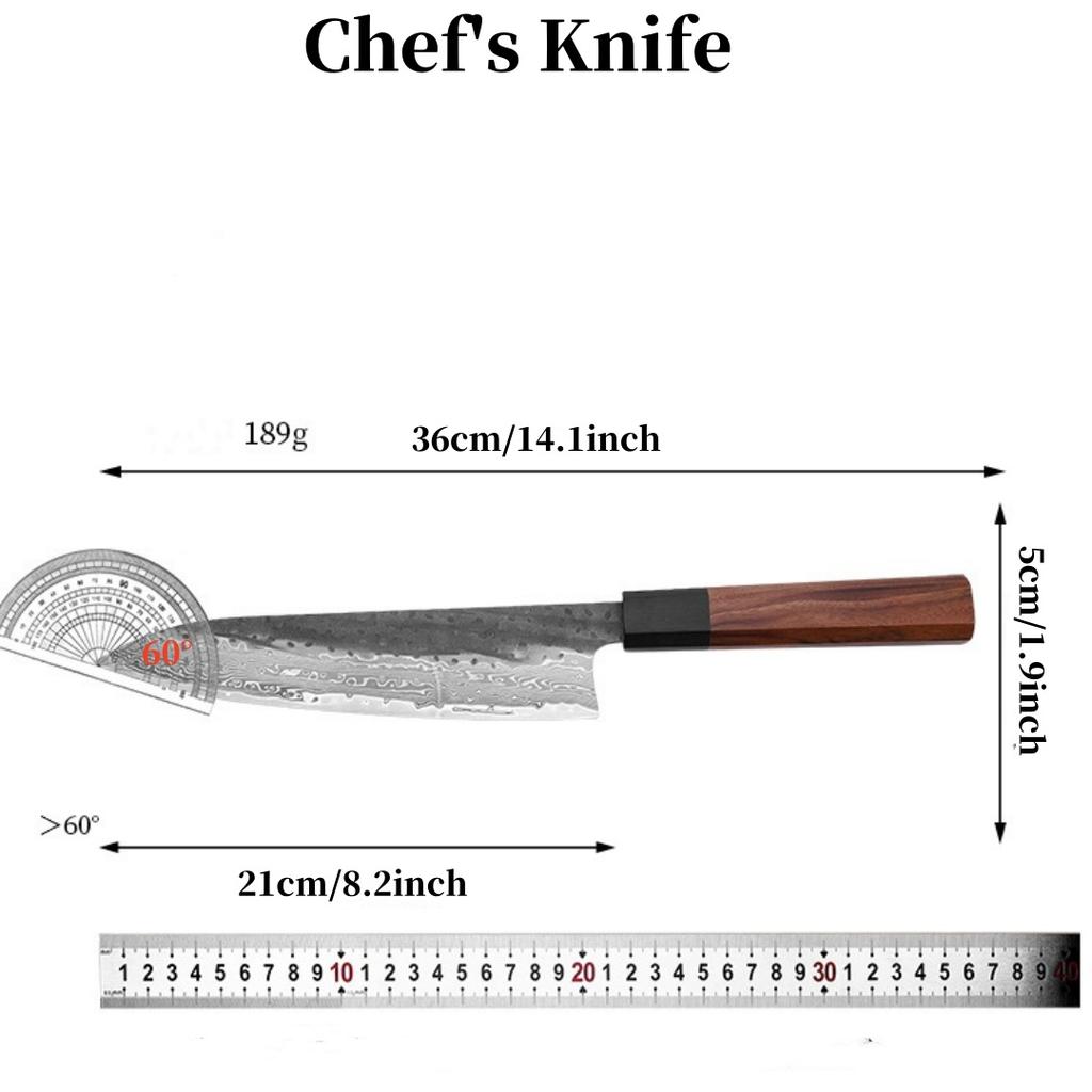 Damascus Knife Chef Knife Japanese Chef Knife 67 Layer Damascus Steel, Sharp Blade, Utility Kitchen Knife, Abalone Shell Handle