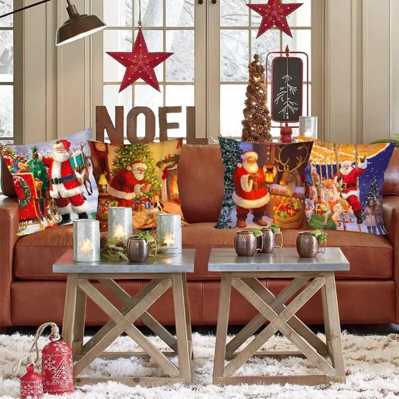Christmas Cushion Cover Santa Decorative Throw Pillow Case Christmas Decorations For Home Navidad Natal Gifts New Year