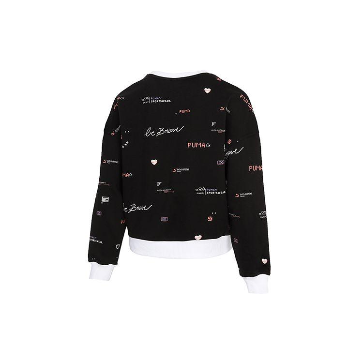 Puma Casual Sports Crew Neck Pullover Sweatshirt Women Sweatshirt Black 531280-01