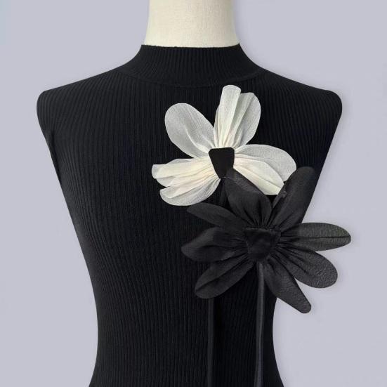 Stoff Lotus Applikation Lotusblumen Dekoration mit langem Band Aufnäher Blumen Verzierung