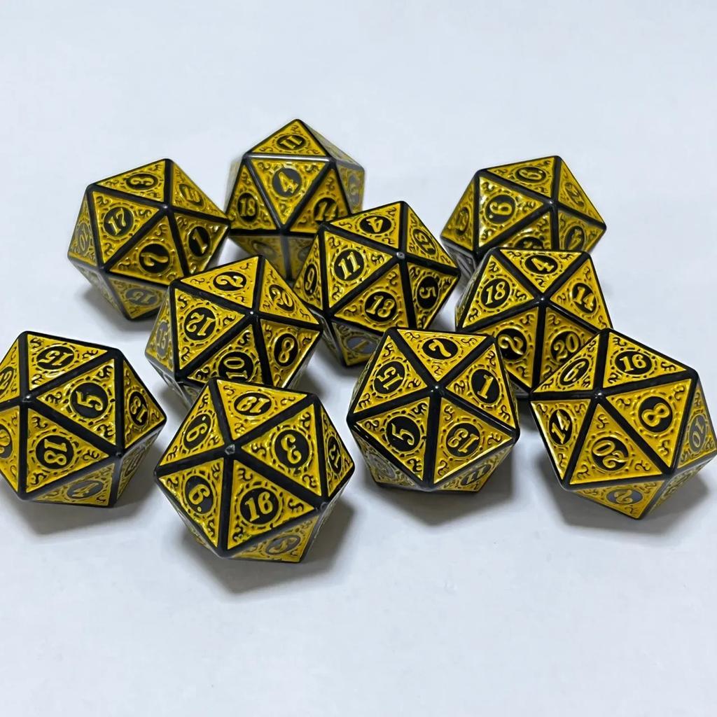 10 pezzi/lotto Dadi Poliedrici 20 Facce Set di Dadi Digitali Vintage D4 D6 D8 D10 D12 D% D20 per TRPG Intrattenimento Festa Gioco da Tavolo Dadi