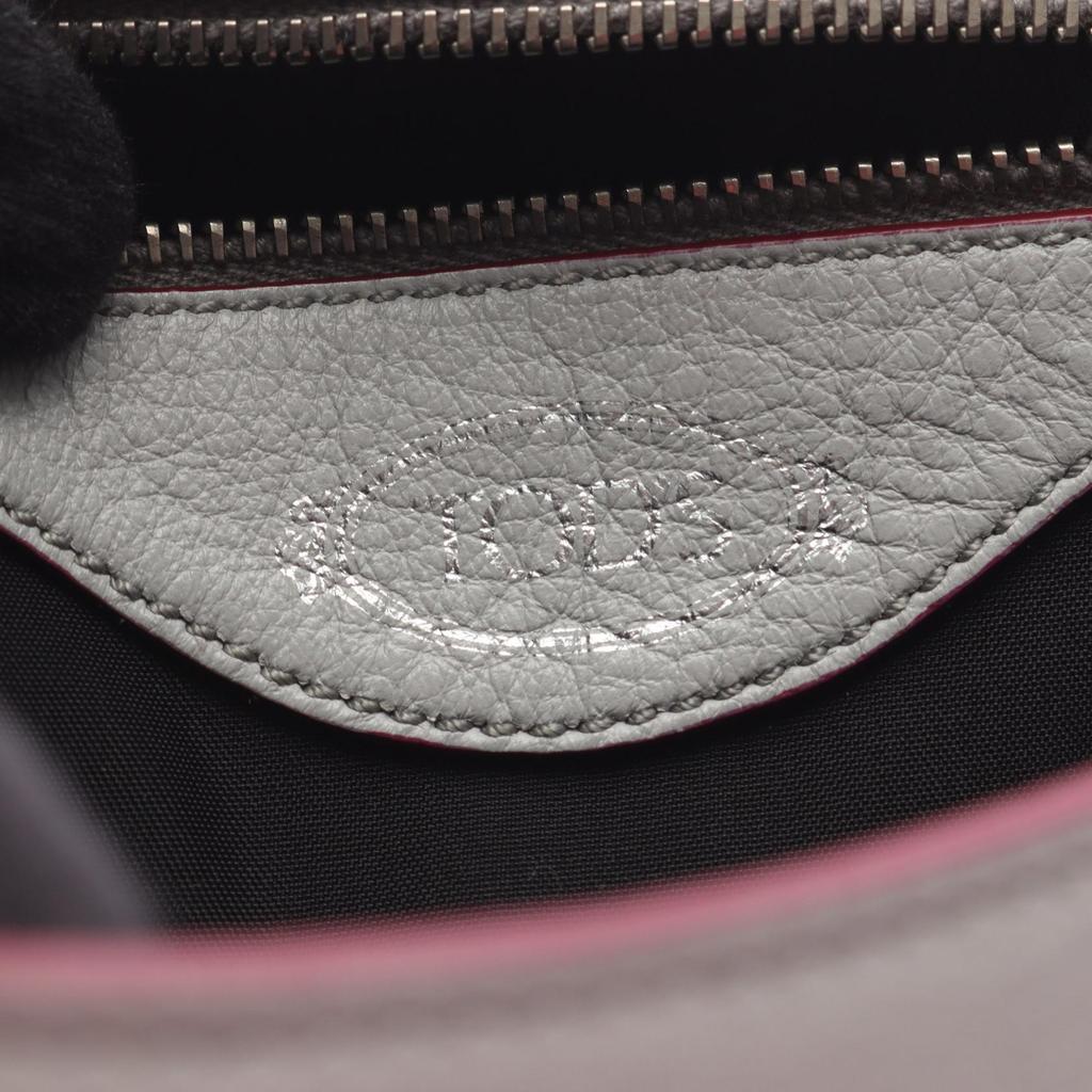 Used TOD'S Double T Handbag leather Gray Used Women