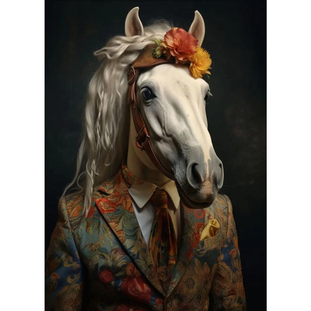 Plakat ze zwierzęciem w stylu Boho Lew Słoń Szympans Obrazy Nowoczesna Sztuka Ścienna Obrazy na Płótnie do Salonu Wystrój Domu