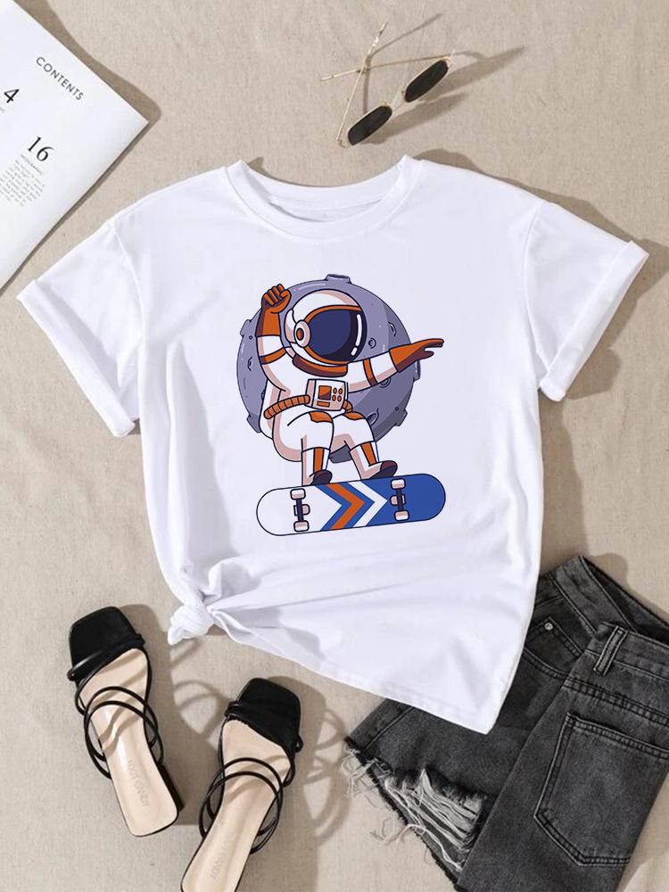 Women Fashion Print T-Shirt Girl Y2K Short Sleeve Tees Tops Kawaii 90S Sweetshirts Female Harajuku Graphic O-Neck T-Shirt