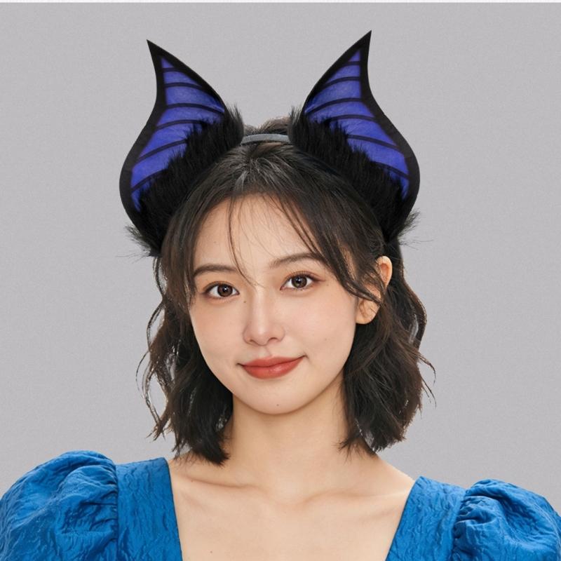 Furry Plush Bat Ear Headband For Adult Kids Cosplay Party Gathering Costume Accessories Hairhoop for Various Occasion