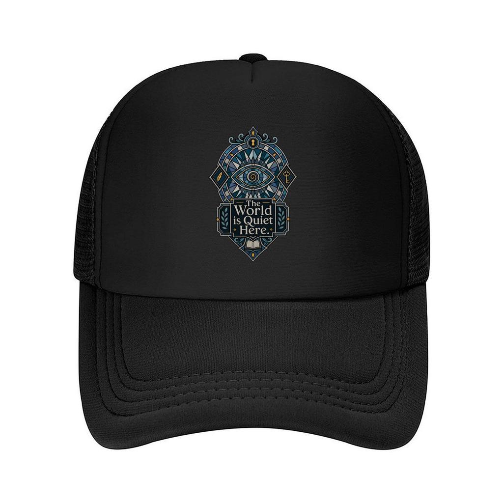 The World Is Quiet Spiral Mesh Baseball Cap Polyester Forward Observations Hat Adjustable Golf Hat Summer