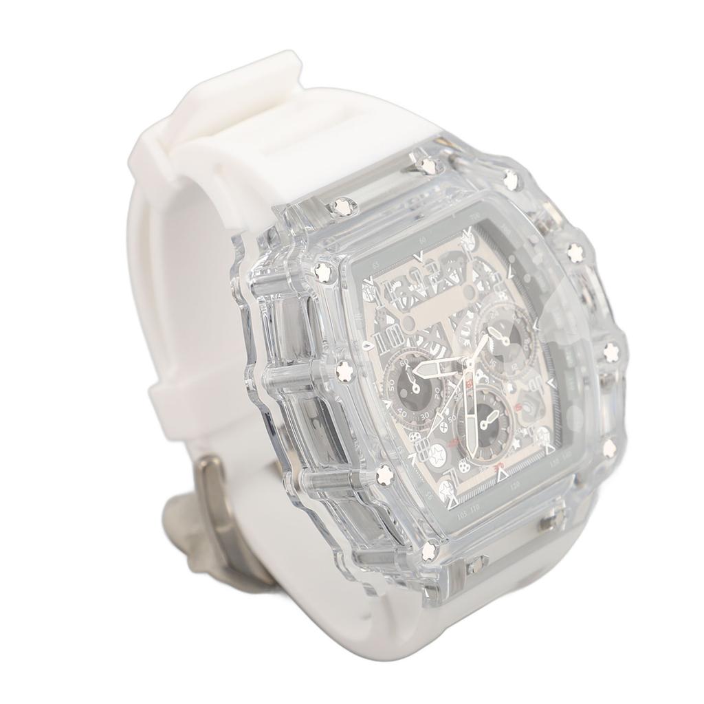 Przezroczysta koperta Zegarek biznesowy Wodoodporny 50M Luminescencyjny Casualowy Fajny Duża tarcza Silikonowy pasek