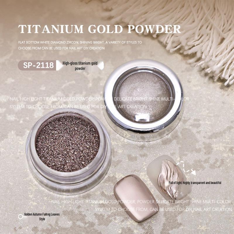 High-Gloss Titanium Gold Mirror Nail Art Powder - Ocean Star Glitter