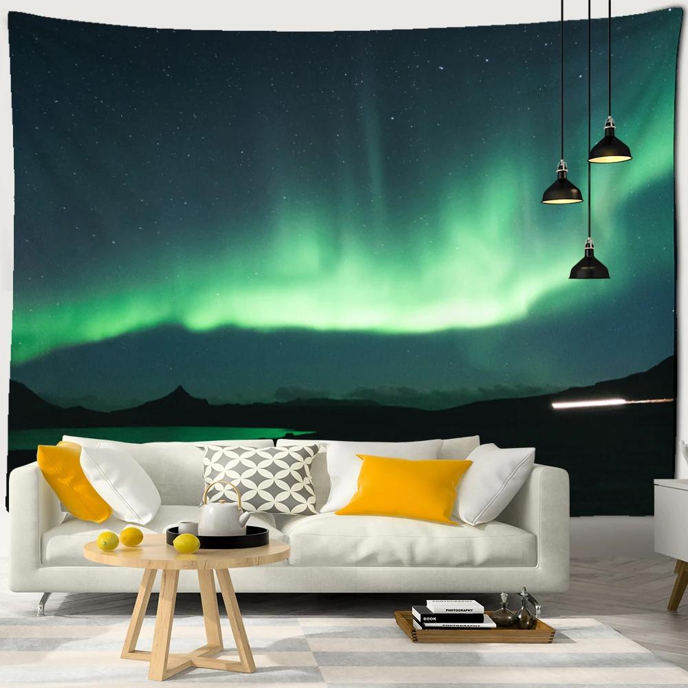 

Aurora Forest Landscape Painting Tapestry Wall Hanging Bohemian Style Psychedelic Witchcraft Home Decor 74x94cm(29x37in)