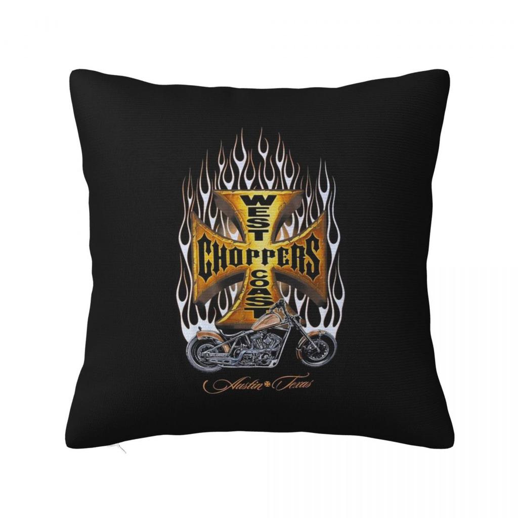 West Coast Iron Cross Choppers Square Pillowcase Cushion Cover Pillow Case Throw Pillow Cover for Home Sofa Living Room
