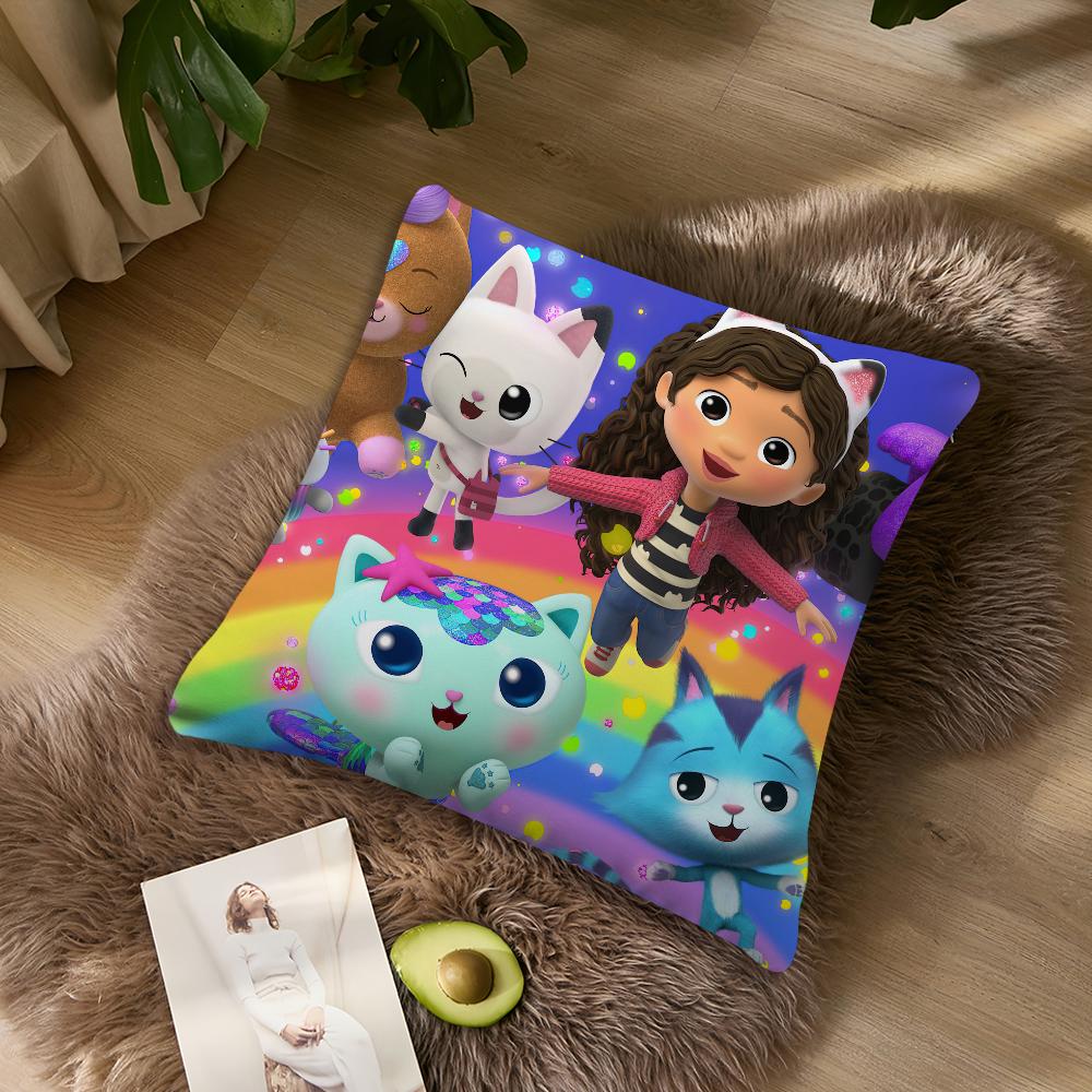 Cartoon G-Gabbys Lovely D-Dollhouse Pillow Case Sofa Living Room Headboard Bedroom Backrest Cushion Square Cushion Nap Time