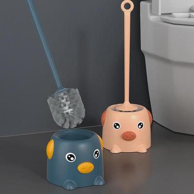 Pig-Themed Toilet Brush Set with Long Handle and Soft Bristles for Efficient Corner Cleaning