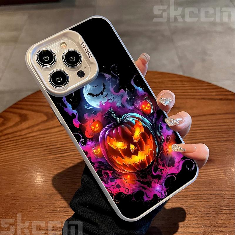 Halloween Colorful Skull Pumpkin Ghost Bat Pattern Phone Case For iPhone 17 16 Pro Max 15 Pro 14 13 12 11 7 8 Plus X XS XR Cover