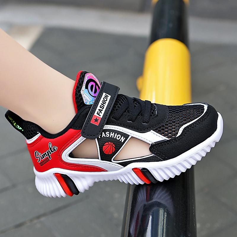 

Детская противоскользящая износостойкая модная спортивная обувь с низким верхом на открытом воздухе, повседневная обувь и кроссовки 39 чёрный/красный