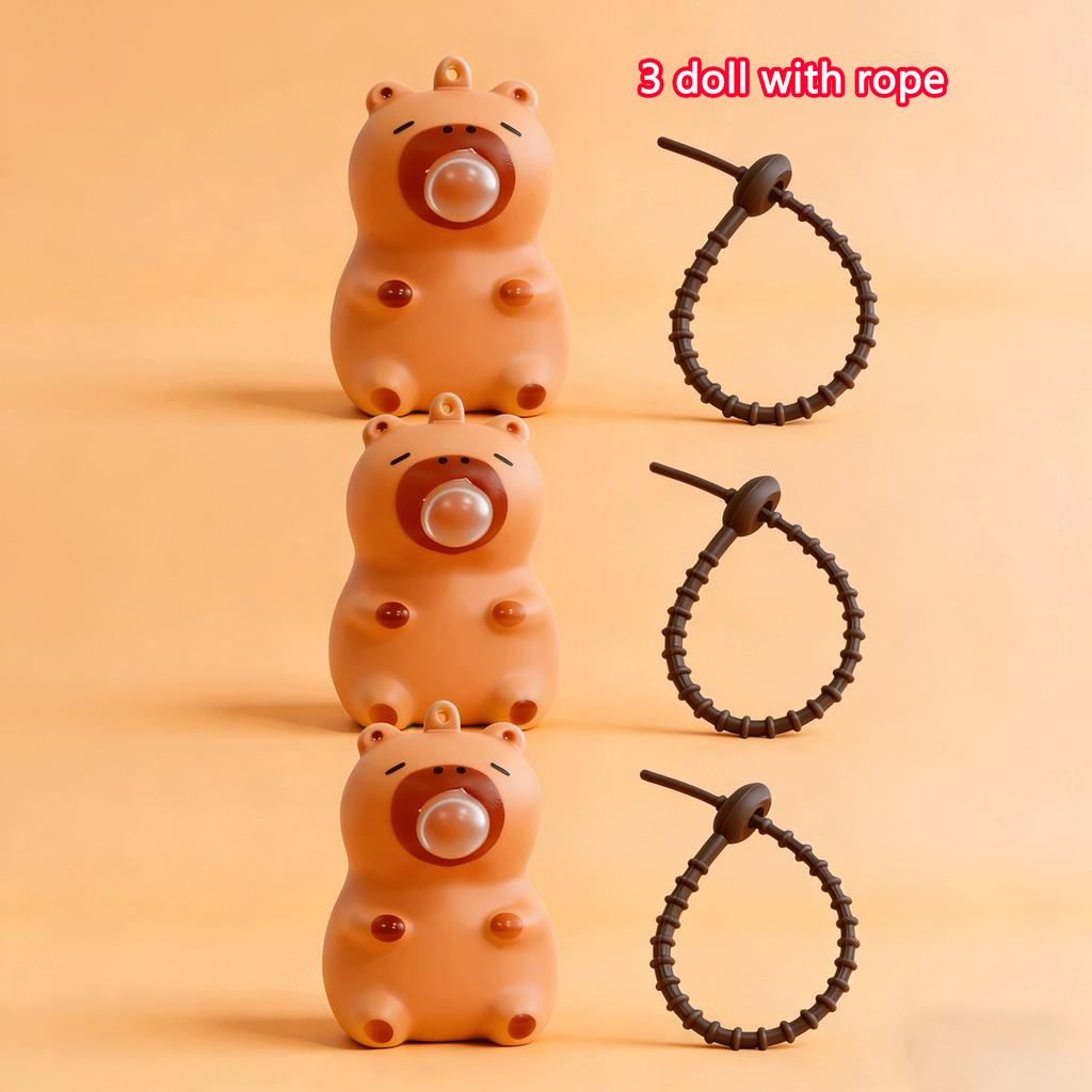 Poupée Capybara Pendentif à Pincer Jouets Écraser Cracher Bulle Jouet de Décompression Pendentif Décoration Cartable Enfant Cadeau de fête