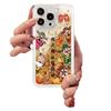 The new Shuncaishen is suitable for Apple 16Promax mobile phone case 15promax fine hole anti-drop gold quicksand mobile phone case.
