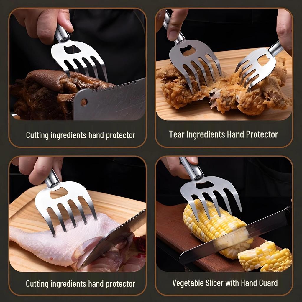 Osłona dłoni ze stali nierdzewnej w kształcie łapy niedźwiedzia - Chroniąca przed oparzeniami, antypoślizgowa, odporna na przecięcia narzędzie kuchenne dla początkujących