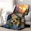 1pc Cozy Bass Frenzy Print Plush Throw Blanket - Soft, Warm Flannel for Sofa, Bed, Couch, Office, and Travel - Vintage Style wit