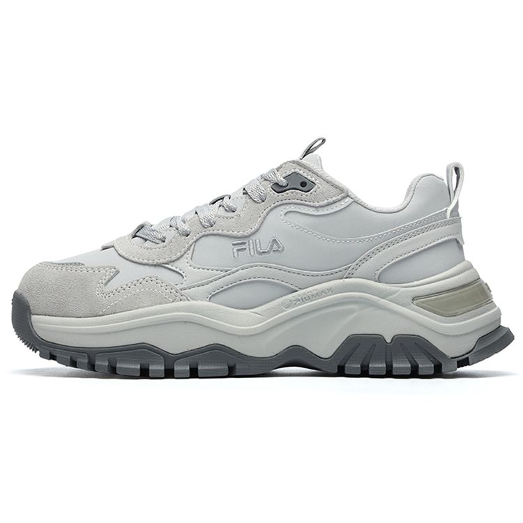 FILA Fashion Sneakers Transpose Synthetic Leather Nubuck Thick Sole Low Top Dad Shoes Women Sneakers Moon-Rock-Gray F12W144147FLR