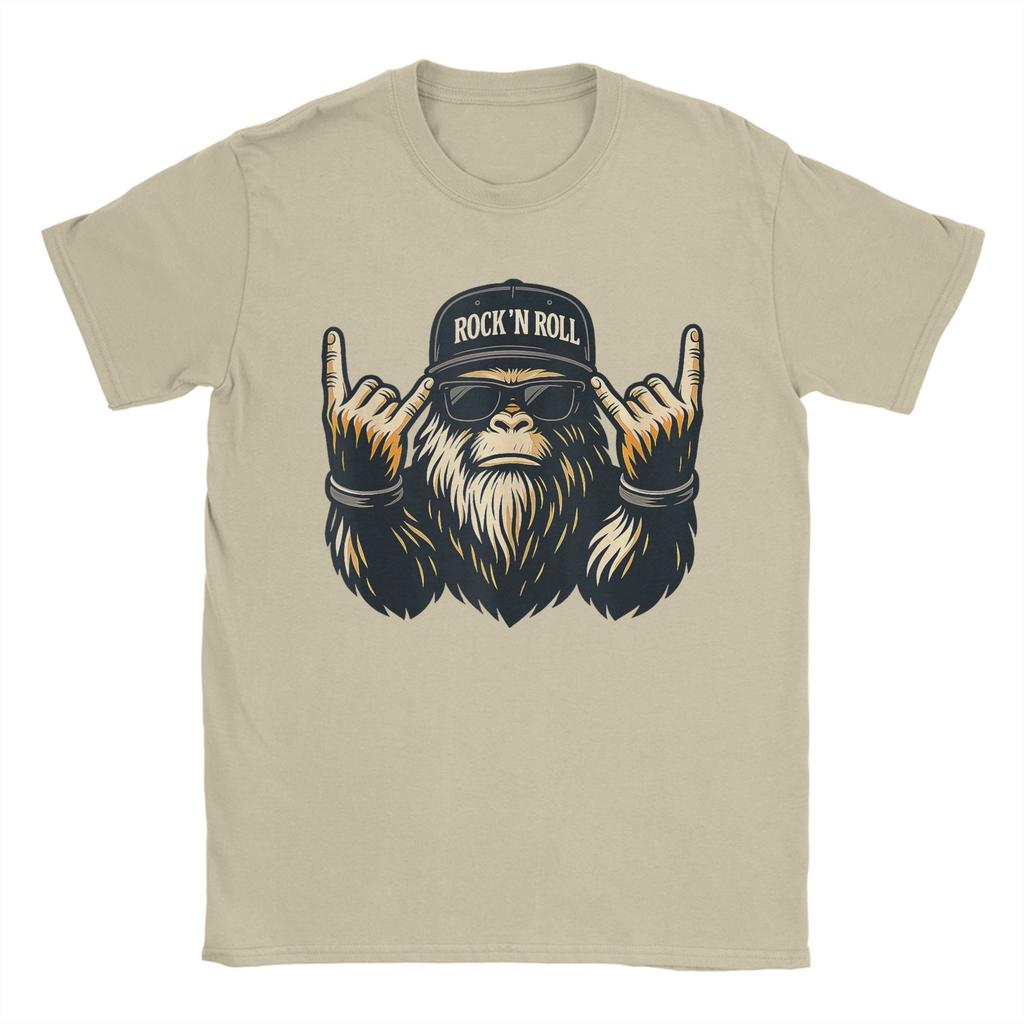 Bigfoot Rock On Sasquatch Heavy Metal Vibes T Shirt Summer Cotton T Shirts Unisex Novelty Tee Shirt Short Sleeve Vintage Top Tees