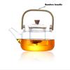 Heat-resistant glass coffee pot  Natural bamboo handle Built-in glass filter Household tea set pot Can be heated 800ml 1000ml