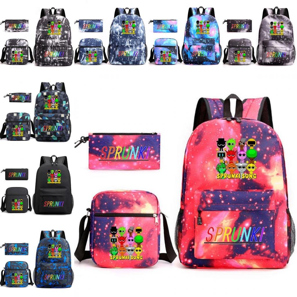 Sprunki Music Game Backpack With Cartoon Print And Ergonomic Shoulder Straps For Teens