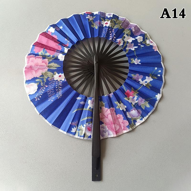 Runder Bambus-Handfächer Chinesischer Stil Blumenmuster Tragbarer Faltfächer Mit Quaste Hochzeitstanz Handgehaltene Fächer Party-Dekoration Geschenk