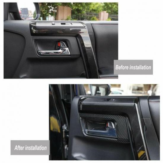 Carbon Fiber Door Handle Bowl Frame Trim Decor Cover Bezels for 4Runner 2010+
