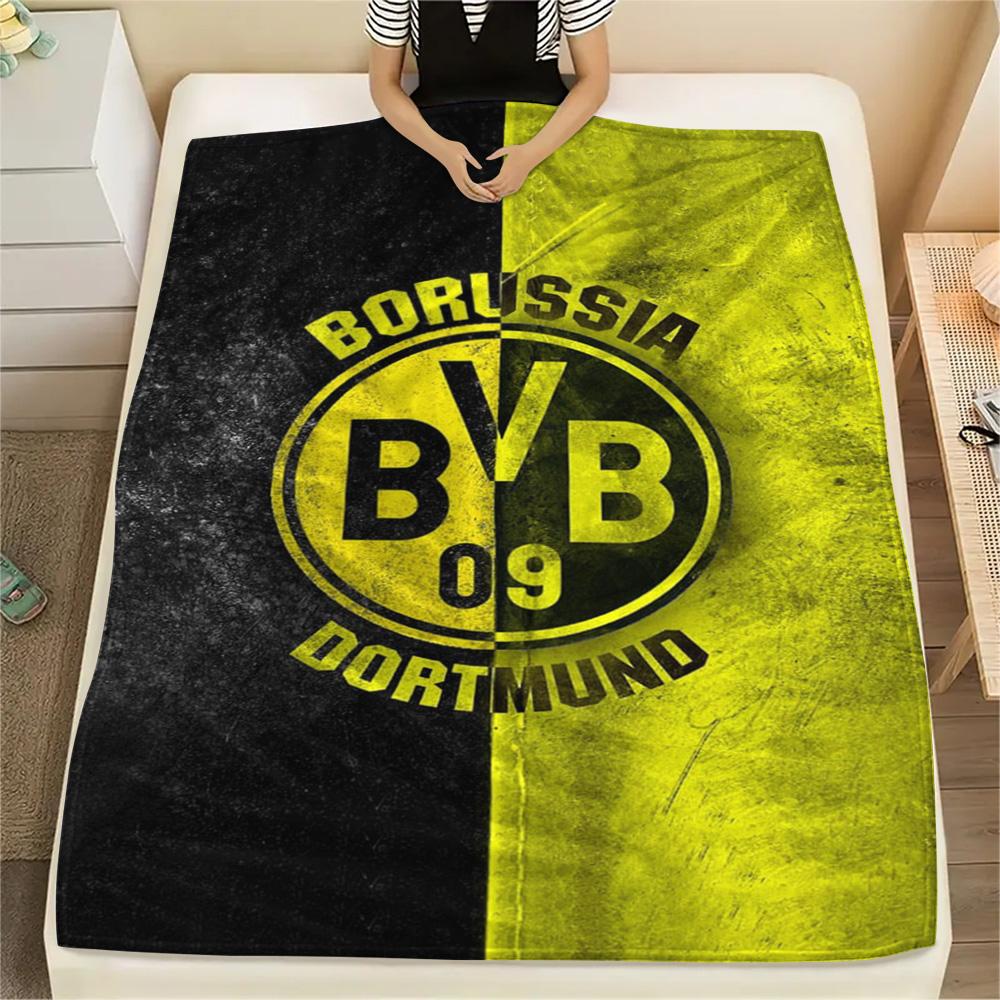 1 szt. Koc Flanelowy z Nadrukiem Borussia Dortmund Wysokiej Jakości Ciepły Komfortowy Pokrowiec na Wszystkie Pory Roku Idealny na Prezenty Wystrój Domu